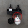 Полка для душа прямая Lemark SHELF LINE из нерж. стали с крючками, черный/ вставка-пластик черный